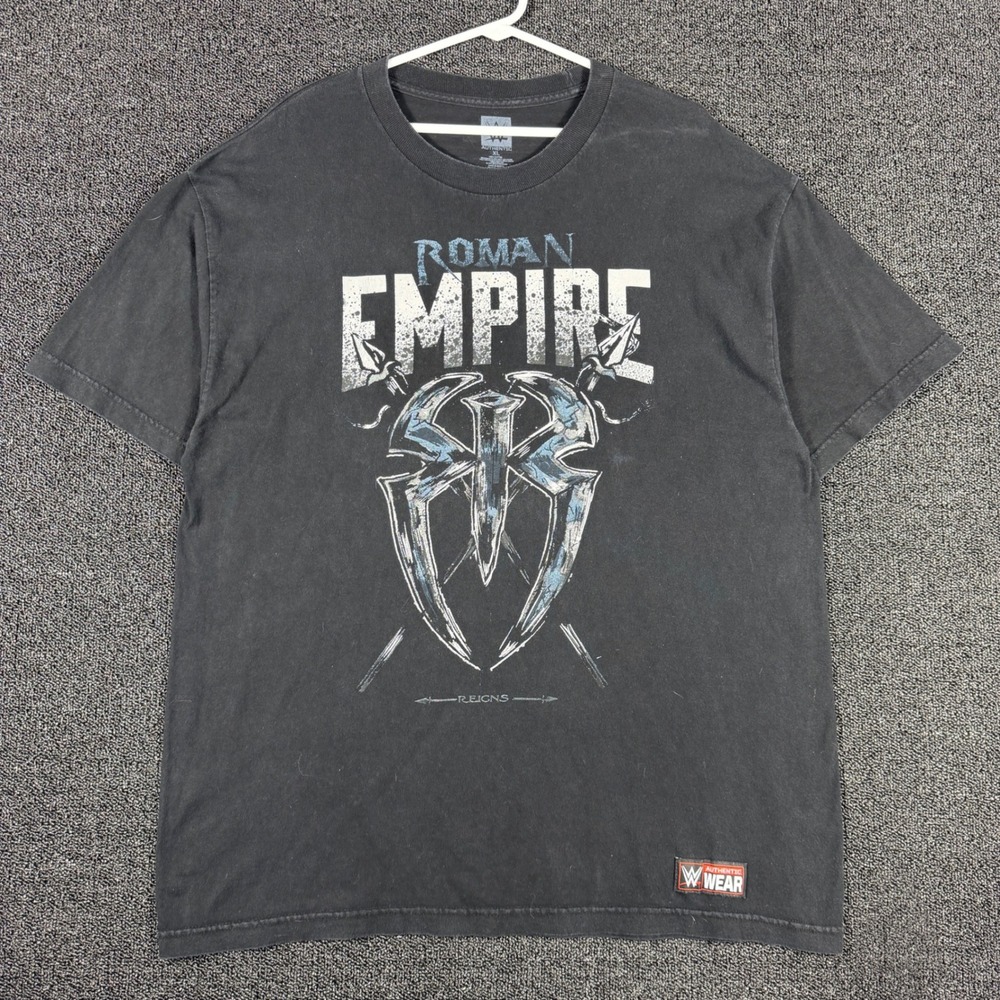 WWE Roman Reigns Roman Empire T-Shirt Men's XL Black Heavyweight Cotton Gym Tee